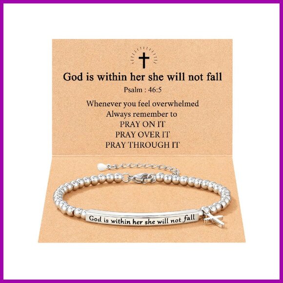 Inspirational Bible Verse Bracelet Stainless Steel 9" Adjustable Christian - Picture 1 of 8